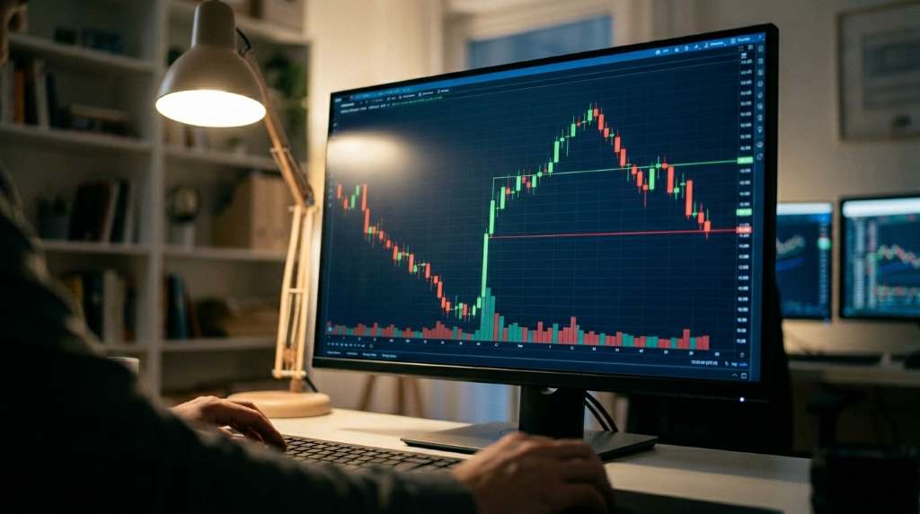 Professional trader using stop loss in volatile market