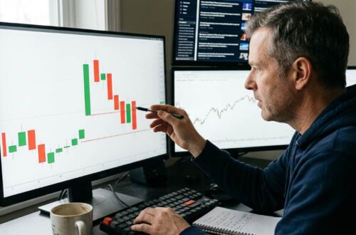 Trader analyzing stop loss placement in gap-up stocks