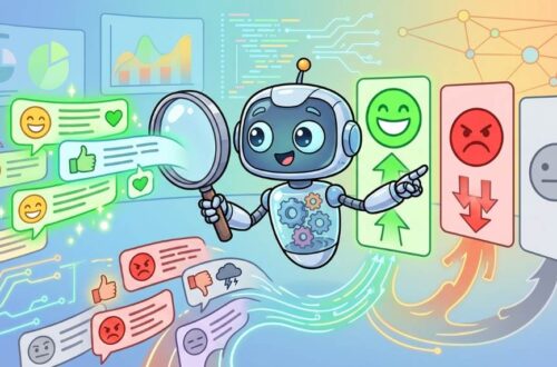 AI sentiment analysis dashboard showing positive, negative, and neutral scores