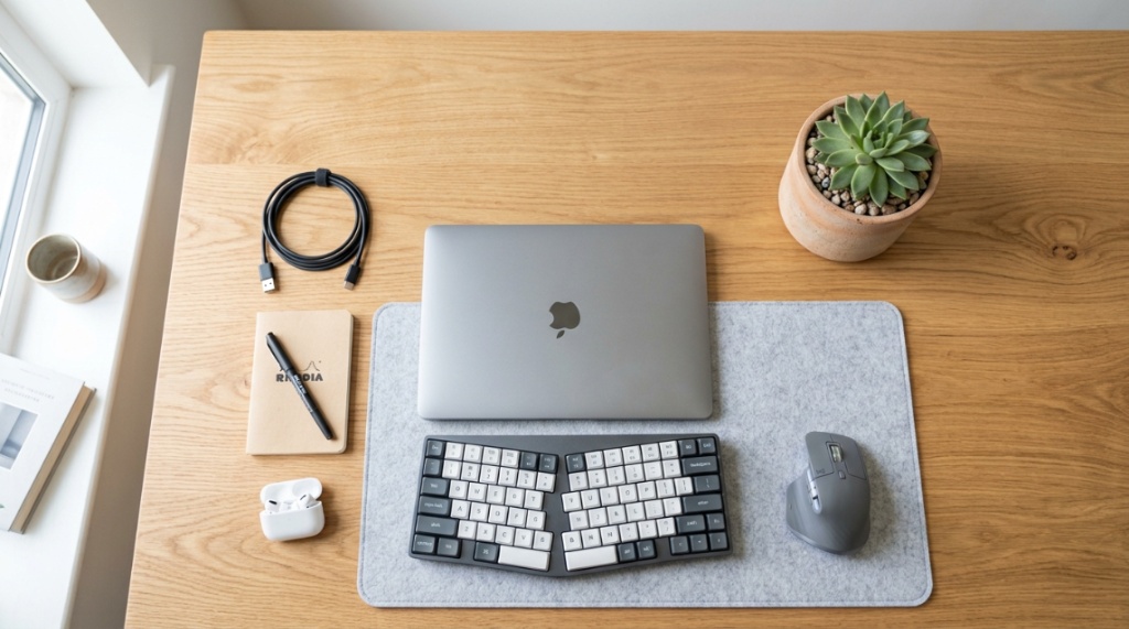 Person typing comfortably on an ergonomic keyboard in a home office.